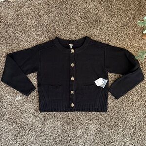 Free People Luna Cardigan Sweater, Black, NWT, XS